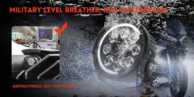 HJG New 9 LED 180W Round CREE Foglight Foglamp with Yellow Cover 180W 9 LED HJG 180W 9 LED Car Accessories Led Headlights Lights Led Fog Lights For Motorcycle Car SUV Lights, Set of 2 with Wiring Harness Kit HJG 9 LED Round 180W - Biker.Store - www.biker.store
