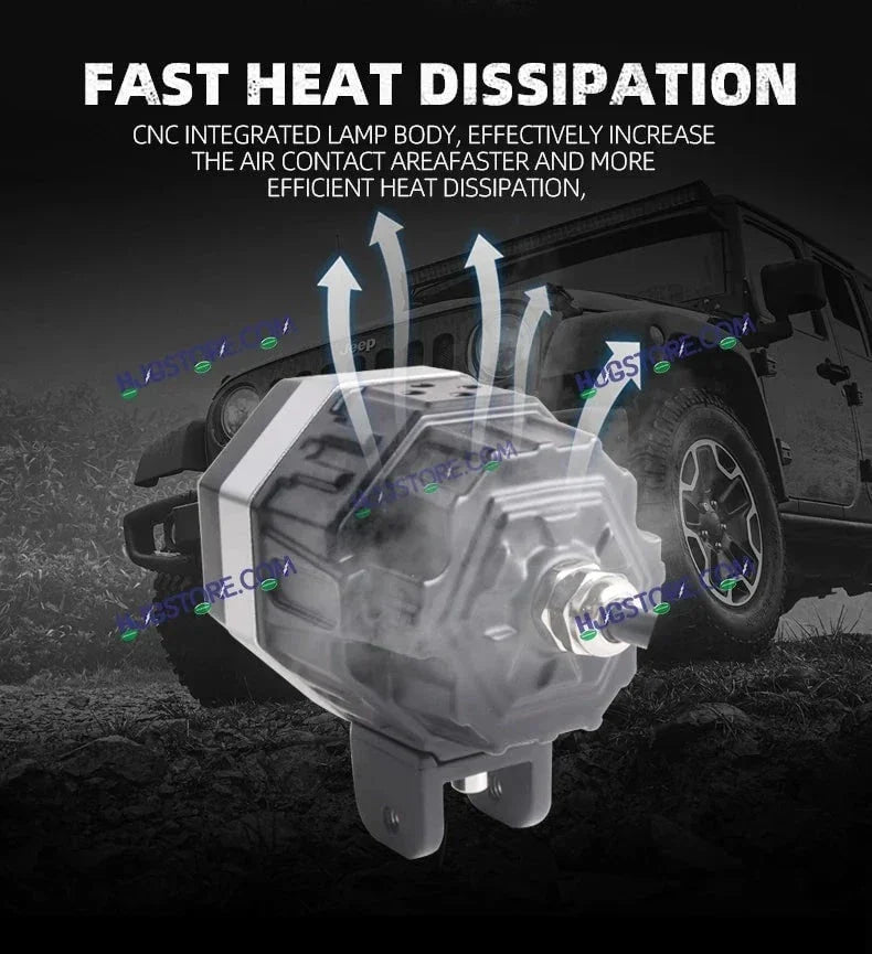 HJG 125 Fog Dual Lens 120W Foglight New Model with Power Adaptor Foglight Ultra Wide Dual Intensity LED Driving Fog Lights White/Yellow (2*60W = 120W Total) Universal For All Cars & Bikes - Biker.Store - www.biker.store