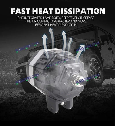 HJG 125 Fog Dual Lens 120W Foglight New Model with Power Adaptor Foglight Ultra Wide Dual Intensity LED Driving Fog Lights White/Yellow (2*60W = 120W Total) Universal For All Cars & Bikes - Biker.Store - www.biker.store
