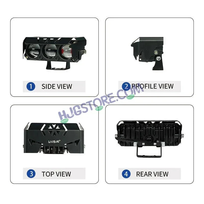 HJG 3 Lens Red Blue 40W Foglight with Red Blue Flash Mode 3 Lens Projector Foglight 40W Foglight Ultra Wide Dual Intensity LED Fog Lights White/Yellow/Warm White/Flash/Red Blue DRL Universal For All Cars & Bikes LIU HJG 3 Lens Red Blue 40W Foglight 1pc - Biker.Store - www.biker.store