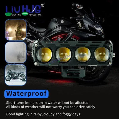 HJG Future Eyes 4 Lens 120W 4 Lens MEGA DRIVE Fog Light For Bike/Car/Thar/Jeep ( Cool White, 60W each * 2 = 120W Total ) - Pack of 2 Future Eyes 4 Lens - Biker.Store - www.biker.store