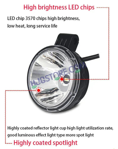 HJG W12 3 Inch Round Classic Foglamp 3 Inch Round Foglight White LED Foglight Ultra Wide Spread White Light Foglight Ultra Wide High Intensity LED Driving Fog Lights Universal For All Cars & Bikes LIU HJG Classic W12 3 Inch Round Shape Foglight - Biker.Store - www.biker.store