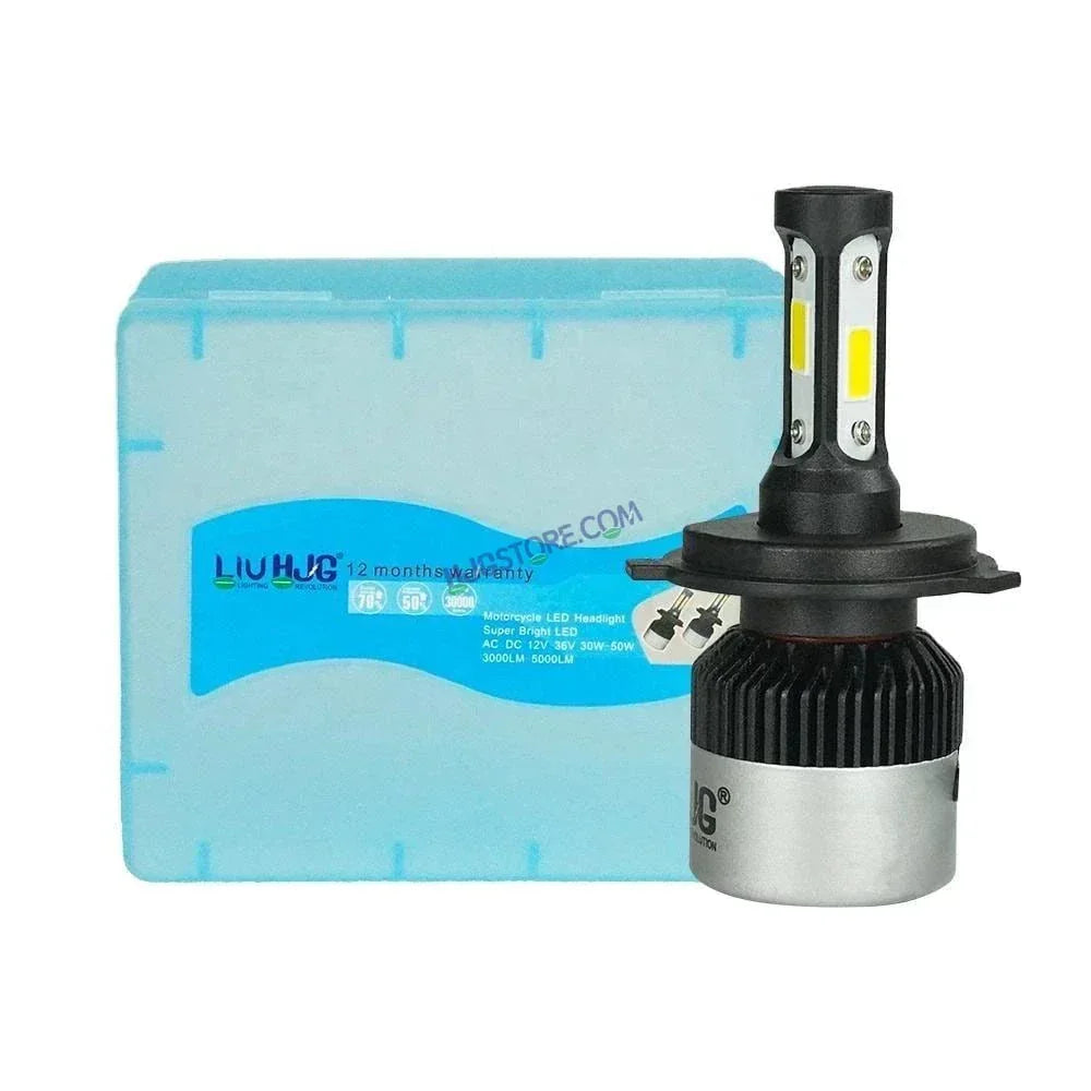 HJG Original Nighteye H4 LED Single Pc Bike Headlight Bulb with H4 Fitting COB Chips 6500K White for bike (Pack of 1) - Biker.Store - www.biker.store
