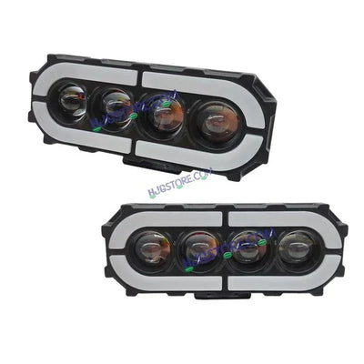 HJG Future 4 Lens with Animated RGB DRL 120W 4 Lens MEGA DRIVE Fog Light For Bike/Car/Thar/Jeep ( Cool White, 60W each * 2 = 120W Total ) - Pack of 2 Future Eyes 4 Lens with RGB Multi DRL - Biker.Store - www.biker.store