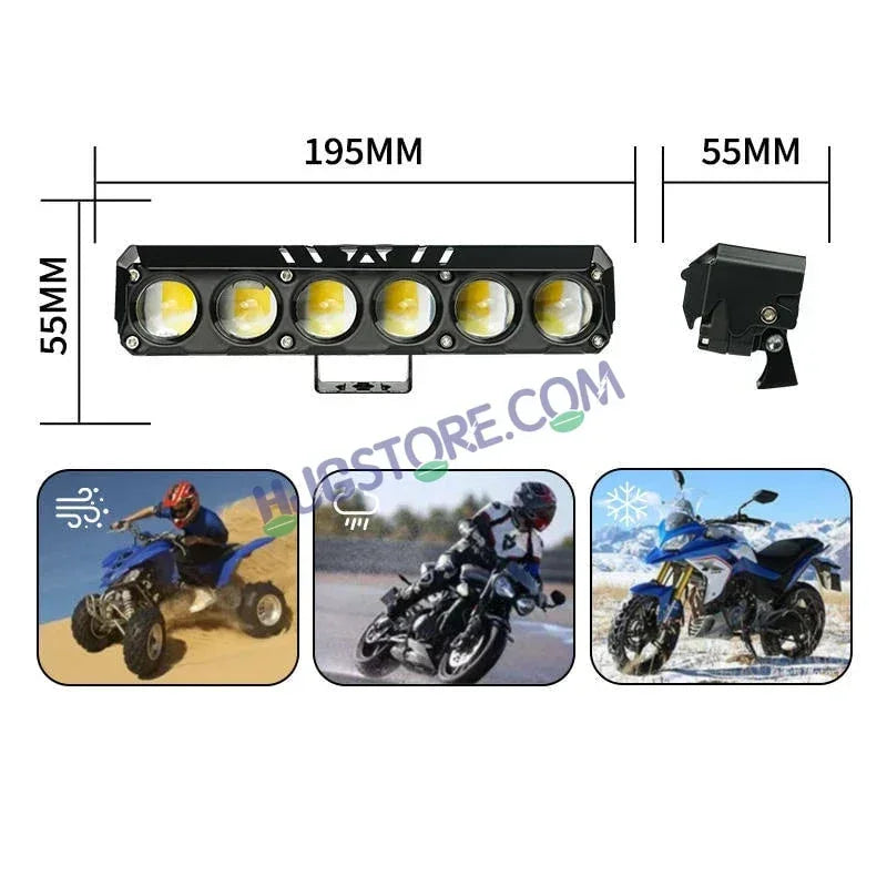 HJG 6 Lens Red Blue 70W Foglight with Red Blue Flash Mode 6 Lens Projector Foglight 70W Foglight Ultra Wide Dual Intensity LED Fog Lights White/Yellow/Warm White/Flash/Red Blue DRL Universal For All Cars & Bikes LIU HJG 6 Lens Red Blue 70W Foglight 1pc - Biker.Store - www.biker.store