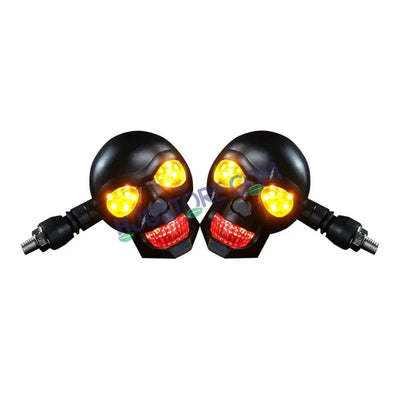 HJG Skull Indicator Skull Shape Turn Signal Lights Indicator Universal for All Bikes Models Turn Signal Lights Motorcycle Set of 2 LIU HJG Skull Indicator - Biker.Store - www.biker.store
