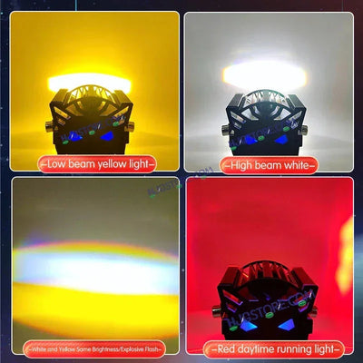 HJG New Model Backlight DRL Laser Lens Drive Devil with Red DRL Backlight DRL Mini Drive Light Red Devil Eye Light Multiple Connecting Red Yellow White Color HJG Laser Drive Backlight Devil, Red DRL, White, Yellow, Backlight DRL, Pack of 2 New Model HJG - Biker.Store - www.biker.store