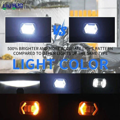 HJG Arrow DRL Square Original Foglight 120W 4 Lens Dual Color White/Yellow LED Foglights (Set of 2) (Copy) - Biker.Store - www.biker.store