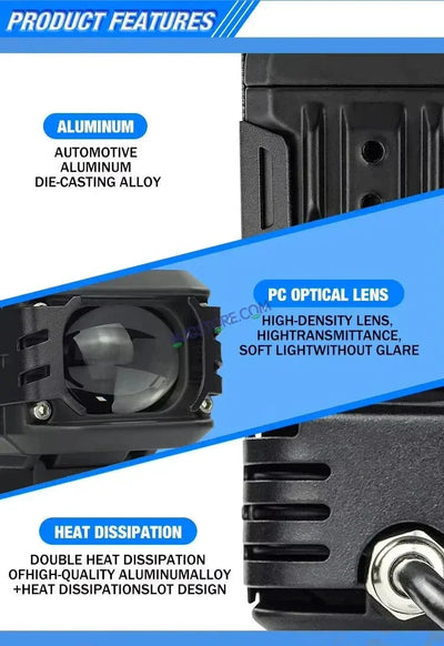 HJG M1 LED Projector Foglight 120W with Wide Spread Red DRL/White/Yellow/Warm White Light 120W 2pc Foglight Ultra Wide Dual Intensity LED Driving Fog Lights 3000K/4300K/6500K Universal For All Cars & Bikes LIU HJG M1 Single Projector Foglight, Pack of 2 - Biker.Store - www.biker.store