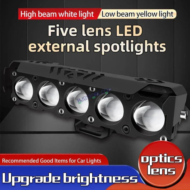 HJG Future Eyes 5 Lens HJG 5 Lens Without Fan NEW MEGA DRIVE Fog Light For Bike/Car/Thar/Jeep ( Cool White/Yellow/Warm White/Flash/Red DRL ) - Pack of 2 Future Eyes 5 Lens with Red DRL HJG - Biker.Store - www.biker.store
