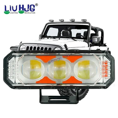HJG 3 LED Light Bar Projector Foglight 2pc with Red Blue Flash Strobe Fog Light for Bikes and Cars High Power, Heavy clamp and Strong aluminum. (3 LED Fog Light Bar Single) White/Yellow, Red Blue Strobe Flash, Pack of 2 - Biker.Store - www.biker.store