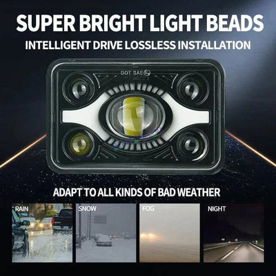 HJG DOT Approved High Beam LED Headlamp High Brightness 4x6 Inch Rectangular LED Headlight 231214 HJG - Biker.Store - www.biker.store