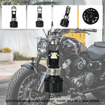 HJG Y6 Slim Projector Lens H4 LED Bulb 50W HJG Y6 Projector Light Lamp H4 LED Mini Projector Lens with Fan for Bike Bulb 5000LM Conversion Kit Hi/Lo Beam Headlight 12V/24V for Motorcycle, Set of 1, White - Biker.Store - www.biker.store