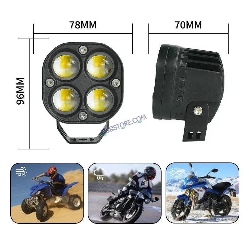 HJG 4x4 Projector Lens Foglight with Wiring Kit 80W 4*4 Lens Future Eyes Fog Projector Lens 2pc Foglight White/Yellow/Flash Modes 80W Foglight LED Fog Lights White/Yellow/Flash Universal For All Cars Bikes LIU HJG 4x4 Projector with Wiring Harness Kit - Biker.Store - www.biker.store