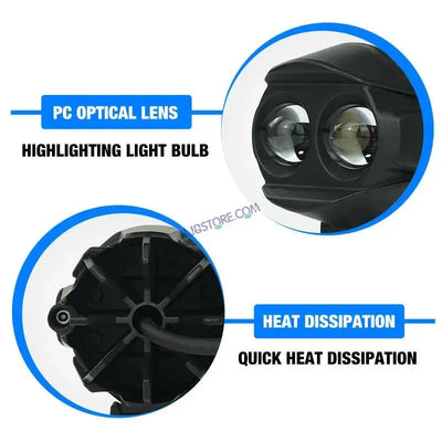 HJG Alien 2 Lens Projector Foglight 120W with Wide Spread White/Yellow/Warm White Light 120W 2pc Foglight Ultra Wide Dual Intensity LED Driving Fog Lights 3000K/4300K/6500K Universal For All Cars & Bikes LIU HJG Alien 2 Lens Projector Foglight, Pack of 2 - Biker.Store - www.biker.store