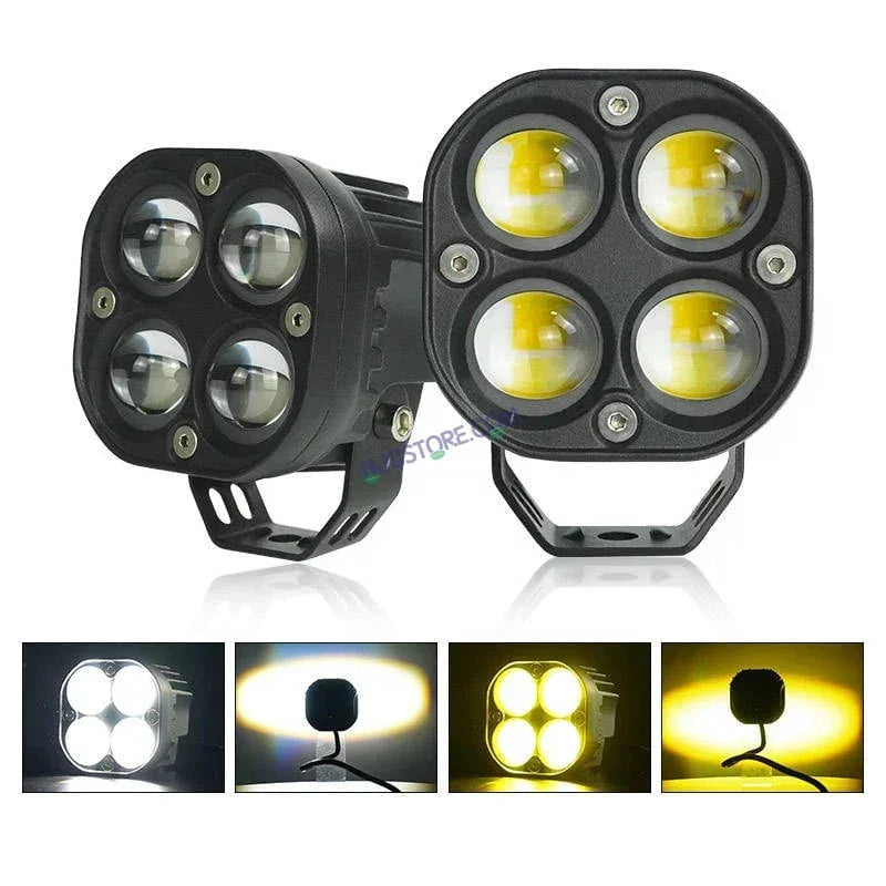 HJG 4x4 Projector Lens Foglight with Wiring Kit 80W 4*4 Lens Future Eyes Fog Projector Lens 2pc Foglight White/Yellow/Flash Modes 80W Foglight LED Fog Lights White/Yellow/Flash Universal For All Cars Bikes LIU HJG 4x4 Projector with Wiring Harness Kit - Biker.Store - www.biker.store