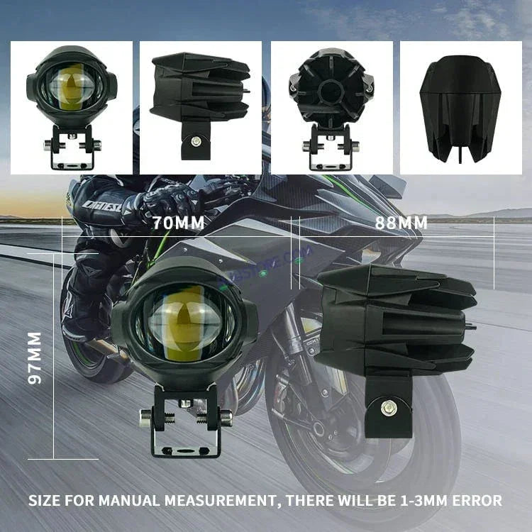 HJG 120W Large Size Alien Projector Foglight 120W with Wide Spread White/Yellow/Warm White Light 120W 2pc Foglight Ultra Wide Dual Intensity LED Driving Fog Lights 3000K/4300K/6500K Universal For All Cars & Bikes LIU HJG Large Alien 1 Foglight, Pack of 2 - Biker.Store - www.biker.store