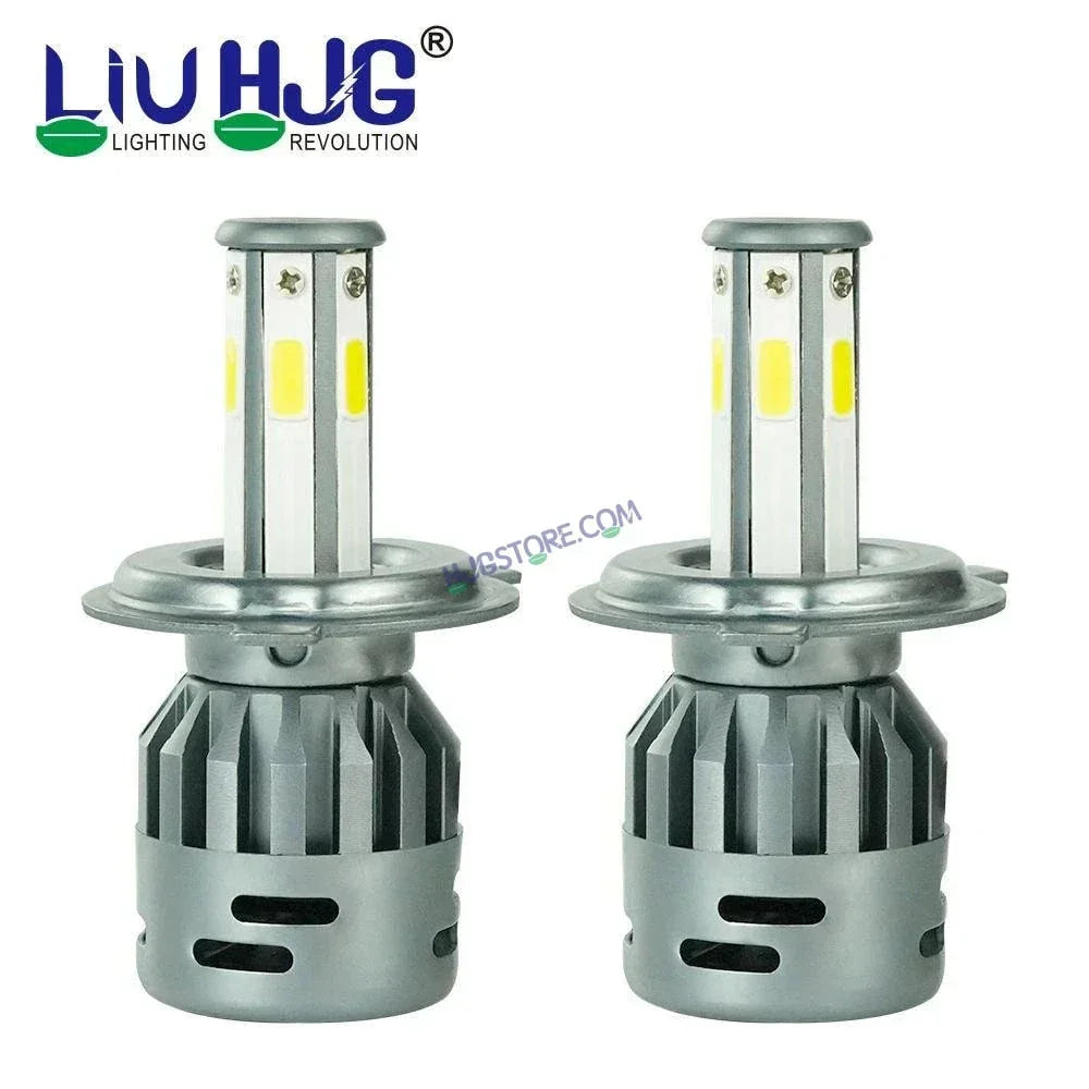 HJG M6 Mini ORIGINAL LED Headlight Bulb H4 80W For All Motorcycles (Low and High Beam Bulbs (White) AC/DC 80Watt 6 Side Chip) - Type H4 Hi/Lo - Biker.Store - www.biker.store
