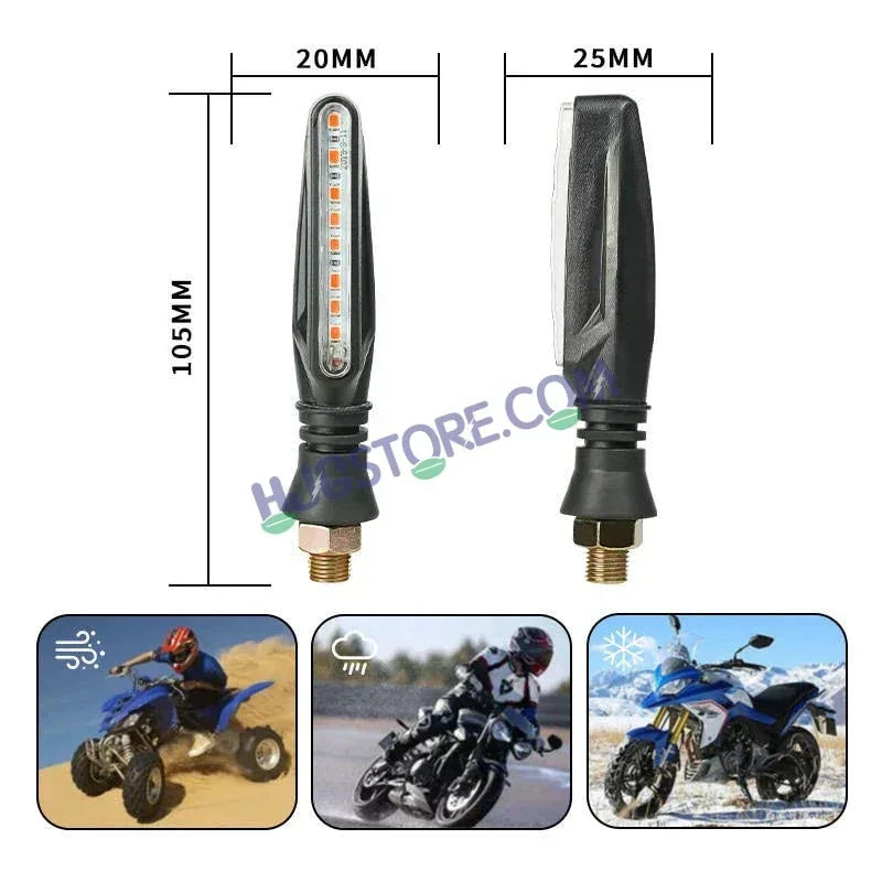 HJG KTM Slim Indicator Yellow Bike Turn Signals Waterproof Flexible Blinker Bright LED Indicators Universal For All Bike Models Motorcycle Turn Signal Lights LIU HJG KTM Slim Yellow Indicator, Universal for All Bikes & Motorcycles, Pack of 2 - Biker.Store - www.biker.store