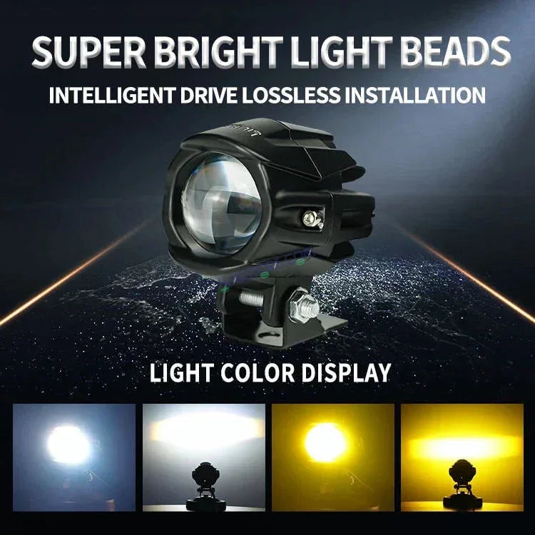HJG New Model Alien Projector LED Fog Light Single Projector Shot 6000 Lumens Fog Light For Bike/Car/Thar/Jeep ( Cool White/Yellow with Red DRL, 6000 LM each - Pack of 1 HJG Alien Projector Fog Light for Bikes and Cars High Power - Biker.Store - www.biker.store