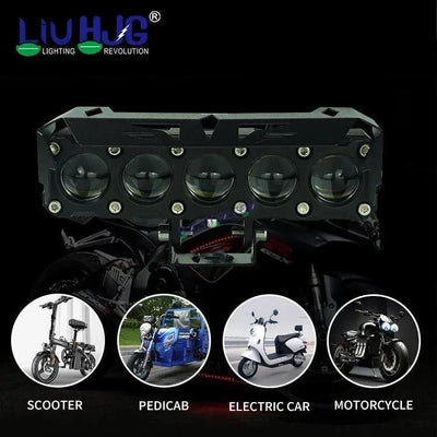 HJG Future Eyes 5 Lens 150W 5 Lens MEGA DRIVE Fog Light For Bike/Car/Thar/Jeep ( Cool White, 75W each * 2 = 150W Total ) - Pack of 2 - Biker.Store - www.biker.store