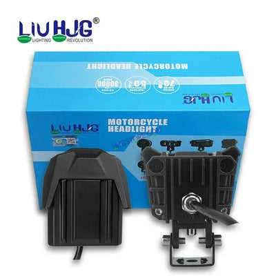 HJG New Model 150W Foglight Projector Lens with Devil Red DRL Future Eyes 150W MEGA DRIVE Fog Light For Bike/Car/Thar/Jeep ( Cool White, 75W each * 2 = 150W Total ) - Pack of 2 - Biker.Store - www.biker.store