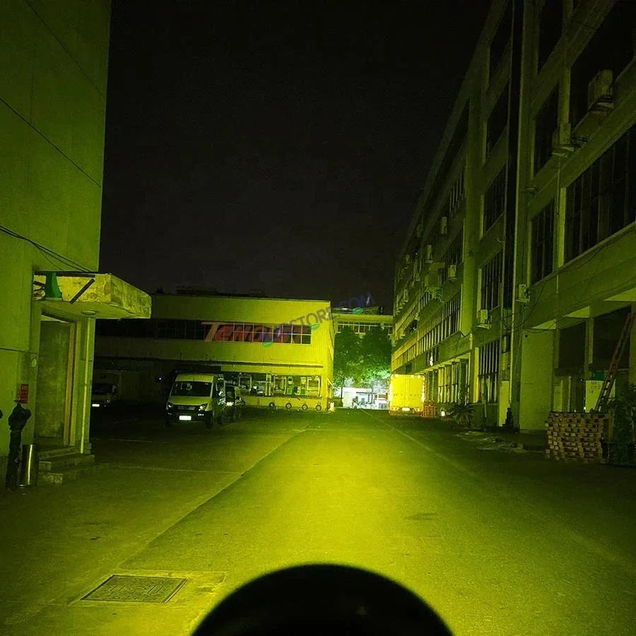 HJG 5 LED 100W Round CREE Foglight Foglamp with Yellow Cover 100W 5 LED HJG 100W 5 LED Car Accessories Led Headlights Lights Led Fog Lights For Motorcycle Car SUV Lights, Set of 2 with Wiring Harness Kit HJG 5 LED Round 100W - Biker.Store - www.biker.store