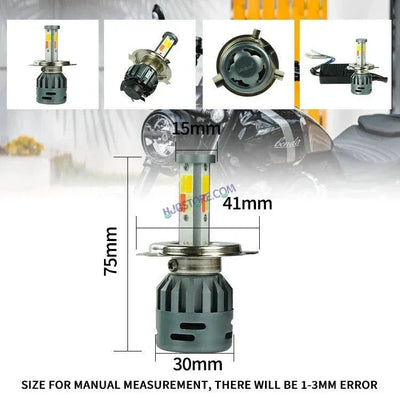 HJG M3 Mini 60W White/Yellow H4 Dual Beam New Model LED Bulb AC/DC Headlight LED Bulb White/Yellow Hi/Lo 60W H4 LED for Bike Car Light H4 LED with Fan Conversion Kit Hi/Lo Beam Headlight 12V/24V for Bike/Car, Set of 1, 6000 LM 60W, White/Yellow Hi/Lo - Biker.Store - www.biker.store