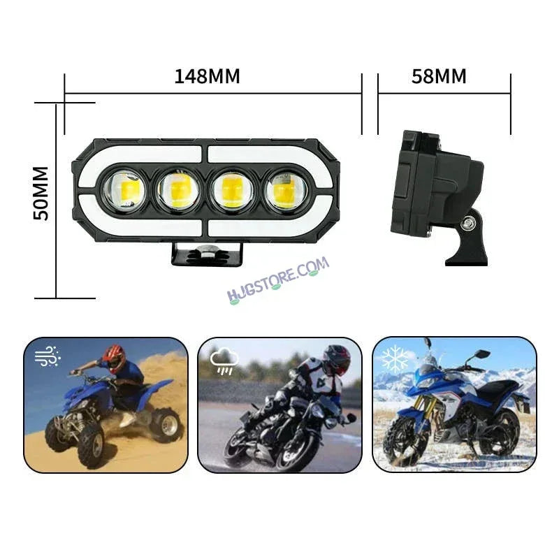 HJG 4 Lens with RGB Ring DRL 4 Projector Lens 1pc Foglight with RGB Ring 4 LED Projector Fog 60W with RGB DRL Foglight Ultra Wide Dual Intensity LED Fog Lights White/Yellow/RGB DRL Projector (60W) Universal For All Cars & Bikes LIU HJG 4 Lens RGB Ring 1pc - Biker.Store - www.biker.store