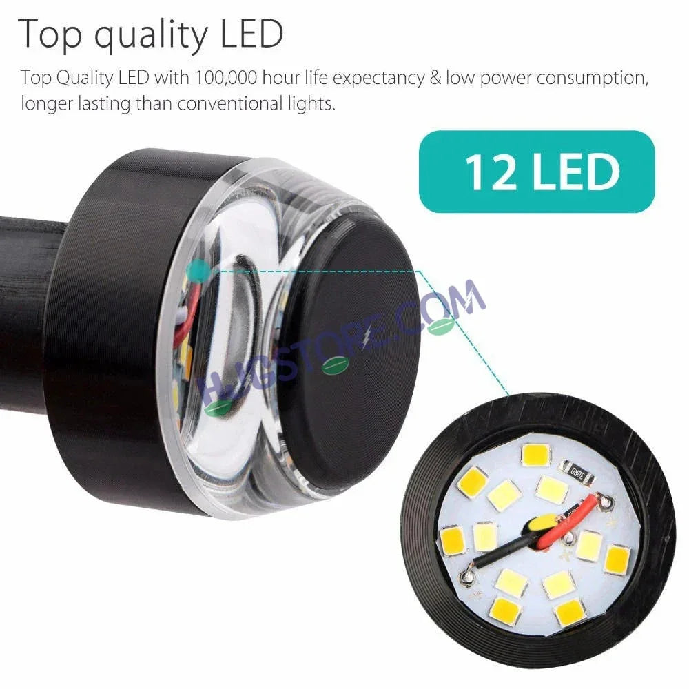 HJG Handle Light White/Yellow Motorcycle Handlebar Light White Yellow Bike Turn Signals Waterproof Flexible Blinker Bright LED Handlebar Light Universal For All Bike Models Motorcycle Handle Light LIU HJG Handle Light, Universal for All Bikes, Pack of 2 - Biker.Store - www.biker.store