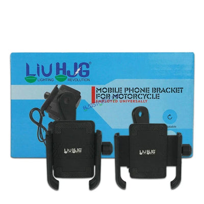 HJG Pro Mobile Holder with USB Charger for Bike, Two Wheelers Universal HJG Mobile Holder Pro Mobile Holder with USB Charger - Biker.Store - www.biker.store