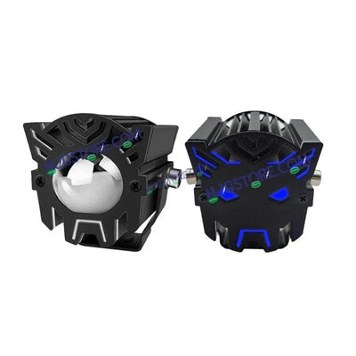 HJG Devil Transformer DRL Foglight DRL Laser Lens Drive Devil with Red DRL Backlight DRL Mini Drive Light Red Devil Eye Light Multiple Connecting Red Yellow White Color HJG Backlight Devil, Red DRL, White, Yellow, Backlight DRL, Pack of 2 - Biker.Store - www.biker.store
