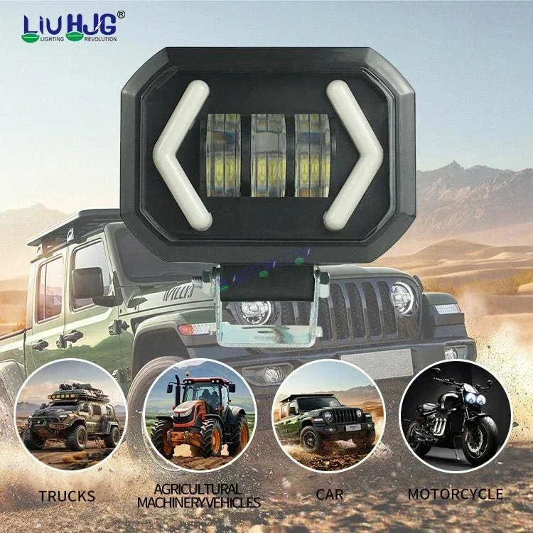 HJG Arrow DRL Square Original Foglight 120W 4 Lens Dual Color White/Yellow LED Foglights (Set of 2) (Copy) - Biker.Store - www.biker.store