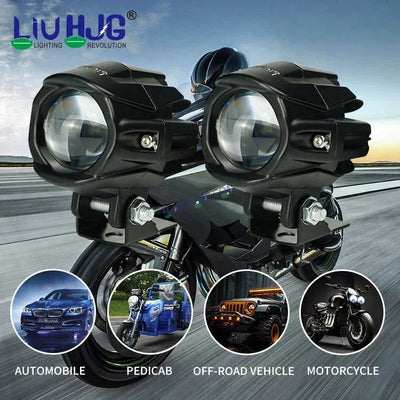 HJG New Model Alien Projector LED Fog Light Dual Shot 12,000 Lumens Super Bright Fog Light For Bike/Car/Thar/Jeep ( Cool White/Yellow with Red DRL, 6000 Lumens each * 2 = 12,000 Lumens Total ) - Pack of 2 - Biker.Store - www.biker.store