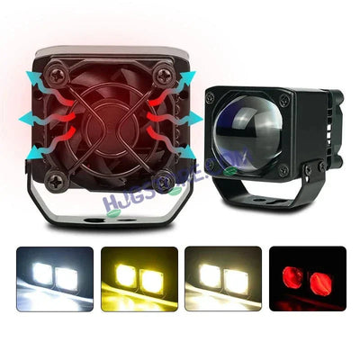 HJG Mini Laser Cannon Foglight 300 Meters Laser Focus Projector Fog Projector Lens with 300 Meters Projection Distance 80W Foglight Ultra Wide Dual Intensity LED Fog Lights White/Yellow Universal For All Cars & Bikes LIU HJG Mini Laser Cannon Foglight 2pc - Biker.Store - www.biker.store