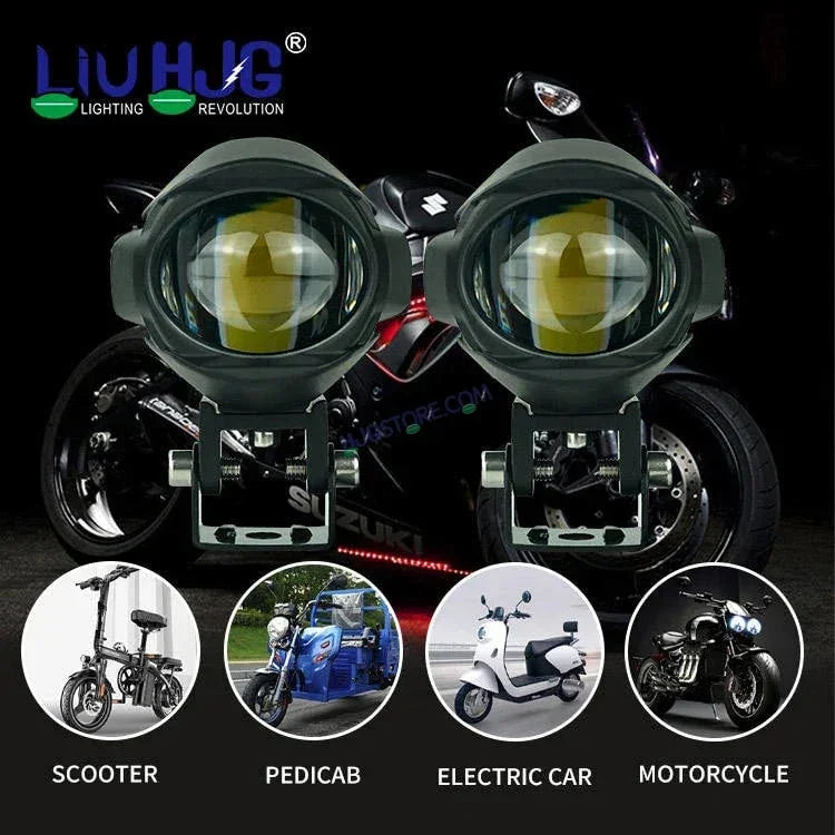HJG 120W Large Size Alien Projector Foglight 120W with Wide Spread White/Yellow/Warm White Light 120W 2pc Foglight Ultra Wide Dual Intensity LED Driving Fog Lights 3000K/4300K/6500K Universal For All Cars & Bikes LIU HJG Large Alien 1 Foglight, Pack of 2 - Biker.Store - www.biker.store