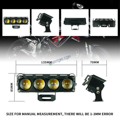HJG 4 Lens Without Fan NEW MEGA DRIVE Fog Light 60W For Bike/Car/Thar/Jeep ( Cool White, Yellow, Warm White, Red DRL, Flash ) - Pack of 2 Future Eyes 4 Lens with Red DRL HJG - Biker.Store - www.biker.store