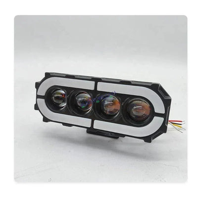 HJG Future 4 Lens with Animated RGB DRL 120W 4 Lens MEGA DRIVE Fog Light For Bike/Car/Thar/Jeep ( Cool White, 60W each * 2 = 120W Total ) - Pack of 2 Future Eyes 4 Lens with RGB Multi DRL - Biker.Store - www.biker.store