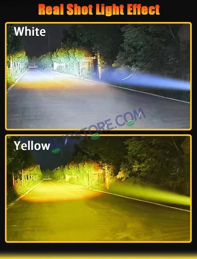 HJG Mini Laser Cannon Foglight 300 Meters Laser Focus Projector Fog Projector Lens with 300 Meters Projection Distance 80W Foglight Ultra Wide Dual Intensity LED Fog Lights White/Yellow Universal For All Cars & Bikes LIU HJG Mini Laser Cannon Foglight 2pc - Biker.Store - www.biker.store