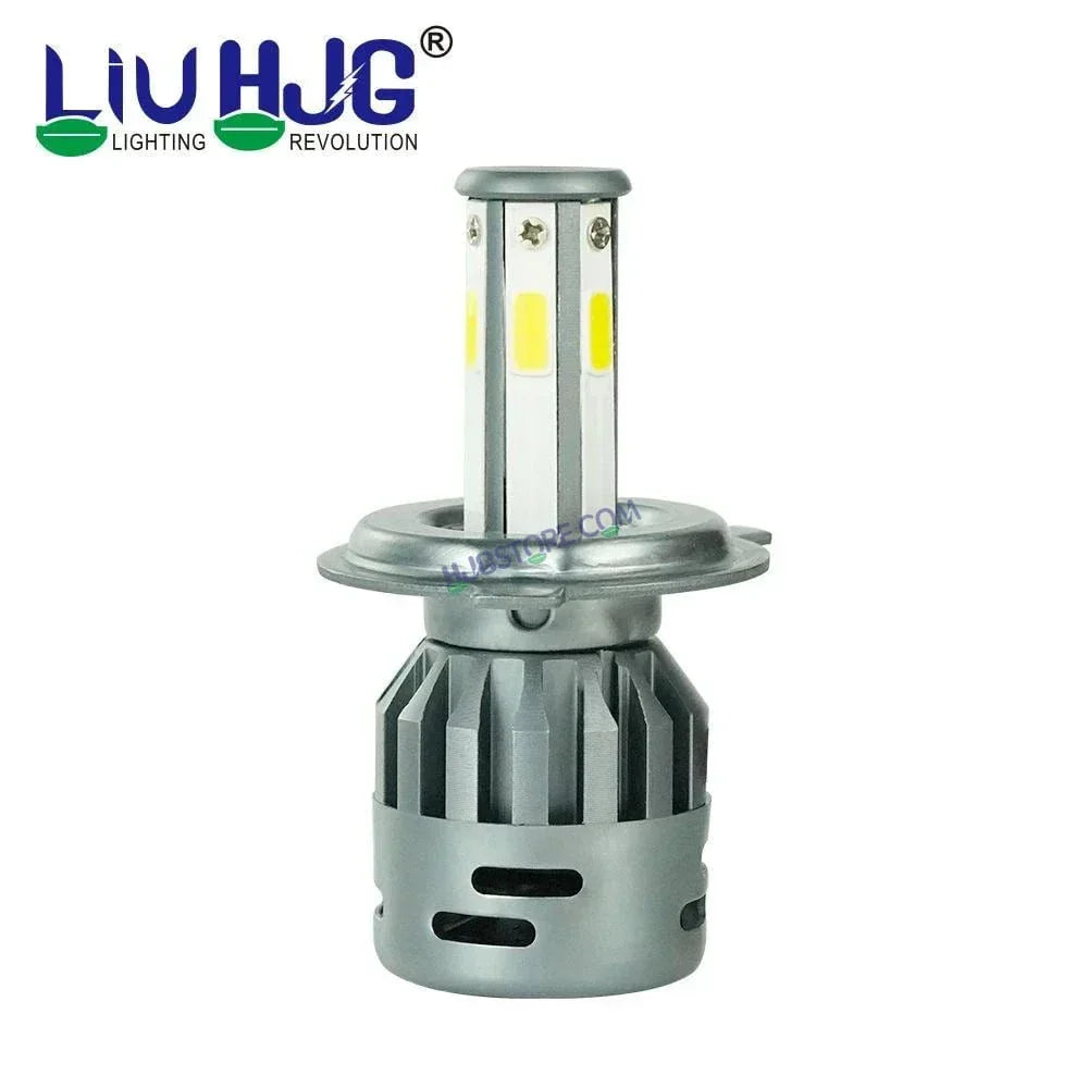 HJG M6 Mini ORIGINAL LED Headlight Bulb H4 80W For All Motorcycles (Low and High Beam Bulbs (White) AC/DC 80Watt 6 Side Chip) - Type H4 Hi/Lo - Biker.Store - www.biker.store
