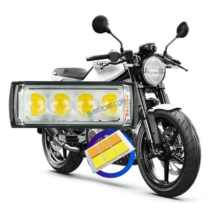 HJG 4 LED Light Bar with Red Blue Flash Strobe Fog Light for Bikes and Cars High Power, Heavy clamp and Strong aluminum. (4 LED Fog Light Bar Single) White/Yellow, Red Blue Strobe Flash, Pack of 1 - Biker.Store - www.biker.store