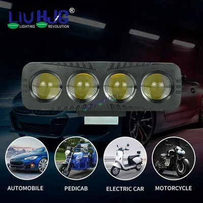 HJG 4 Lens CREE LED Foglight with Red DRL Rectangle 12v Modular Offroad Led Pods Laser Rgb Led Work Light, Set of 2 HJG Foglight - Biker.Store - www.biker.store