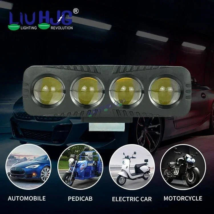 HJG 4 Lens CREE LED Foglight with Red DRL Rectangle 12v Modular Offroad Led Pods Laser Rgb Led Work Light, Set of 2 HJG Foglight - Biker.Store - www.biker.store