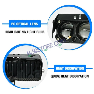 HJG 4 Lens Red Blue 50W Foglight with Red Blue Flash Mode 4 Lens Projector Foglight 50W Foglight Ultra Wide Dual Intensity LED Fog Lights White/Yellow/Warm White/Flash/Red Blue DRL Universal For All Cars & Bikes LIU HJG 4 Lens Red Blue 50W Foglight 1pc - Biker.Store - www.biker.store