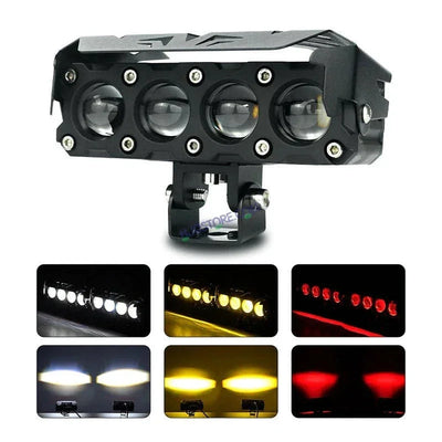 HJG Future Eyes 4 Lens 120W 4 Lens MEGA DRIVE Fog Light For Bike/Car/Thar/Jeep ( Cool White, 60W each * 2 = 120W Total ) - Pack of 2 Future Eyes 4 Lens - Biker.Store - www.biker.store