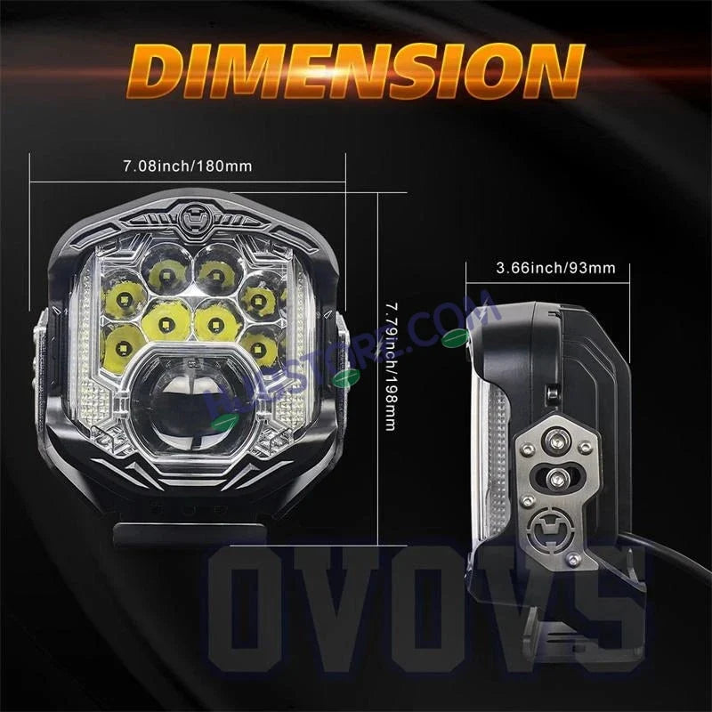 HJG GodsEye Side Shooter 1 LED with 8 CREE LED White/Red Off Road 7 inch 95W LED Headlight Spot Light Fog Light Universal For Bike, Truck, Jeep, Car Bike Led Headlights LED Fog Lights For Motorcycle Car SUV Lights, Pack of 1 LIU HJG GodsEye Side Shooter - Biker.Store - www.biker.store