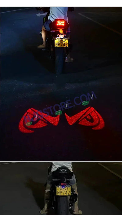 HJG Devil Eye Shadow Light License Plate Ground Projector Shadow Devil Eyes Red/Blue/White/Purple Universal for Two Wheelers/Cars/SUV Ground Devil Eyes Light Projection Universal For All Bikes and Cars LIU HJG License Plate Devil Eye Shadow Projector - Biker.Store - www.biker.store