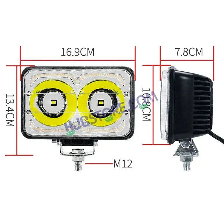 HJG W09 5x7" Classic Square Foglight Headlight 51W 6.5" Foglight White/Yellow DRL Dual LED Foglight Amber/White DRL White Light 51W Foglight Ultra Wide Dual Intensity LED Driving Fog Lights Universal For All Cars & Bikes LIU HJG Classic W09 6.5 Inch Fog - Biker.Store - www.biker.store