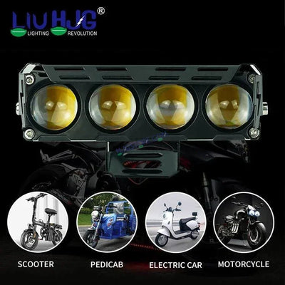 HJG Future Eyes 4 Lens 120W 4 Lens MEGA DRIVE Fog Light For Bike/Car/Thar/Jeep ( Cool White, 60W each * 2 = 120W Total ) - Pack of 2 Future Eyes 4 Lens - Biker.Store - www.biker.store