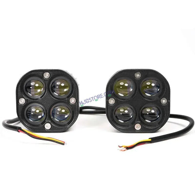HJG 4X4 CREE Original (2 in 1) Fog Light 120W (White + Yellow) with Kit 4 LED Laser Spotlight For Bike/Car/Thar/Jeep (Pair) White/Yellow - Biker.Store - www.biker.store